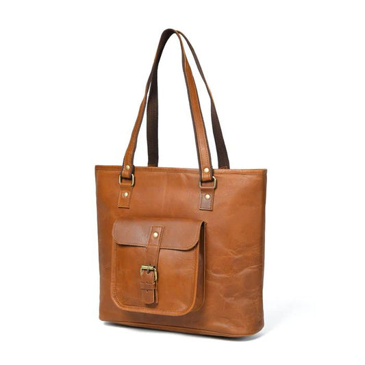 Classic Chic Buffalo Leather Tote – Tan