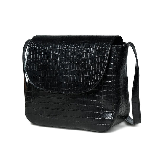 Black Croc Buffalo Leather Bag
