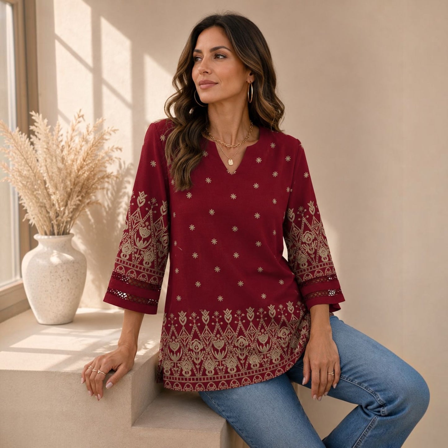 Boho Floral Tops